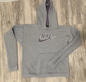 Nike Sportswear Youth Unisex Hoodie Size XL Grey with Purple swoosh logo - Picture 1 of 8
