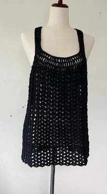 Handmade Crochet Shell Swimsuit Cover Up (Black) - Image 1 of 4