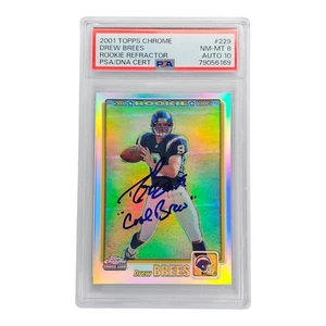 2001 Topps Chrome Rookie Rifrattore Drew Brees RC Auto Scritta Cool Brees /999 - Foto 1 di 4