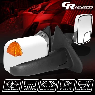 CHEOME POWER+HEAT TOWING MIRROR+AMBER LED SIGNAL LH+RH FOR 2002-2009 DODGE RAM Foto 1 de 4