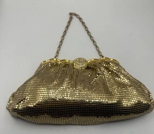 Vintage 1960s Whiting Davis Gold Armor Mesh Frame Evening Bag Original Box 10” - Picture 1 of 10