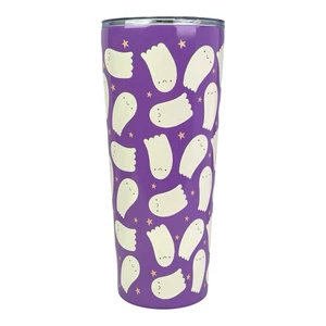 Purple Halloween Cute Ghosts Stainless Steel 20oz Tumbler with Lid NEW - Picture 1 of 2