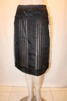NUEVA FALDA BCBG PASARELA NEGRA SEDA PLISADA HASTA LA RODILLA 2 Foto 1 de 4