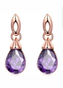 NEW SWAROVSKI CRYSTAL AMETHYST EARRINGS RRP £254 - Picture 1 of 6