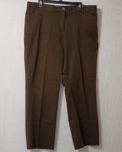 Pantalones para mujer Dress Barn marrón pierna recta elástico bolsillo 16 #H83-24 - Imagen 1 de 8