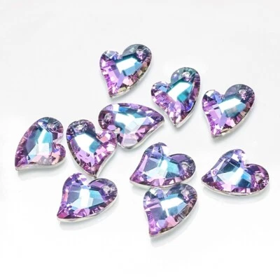 20Pcs Faceted Pink Purple Crystal Heart Pendant Bead 17mm DIY Jewelry Making - Image 1 of 2