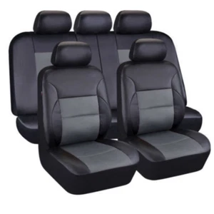 PU Leather Car Seat Cover Front Rear Full Set Cushion Protector Accessories 9Pcs - Picture 1 of 9