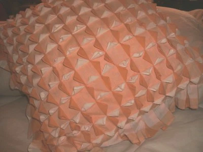 SHABBY COTTAGE VINTAGE ORANGE GINGHAM THROW PILLOW HANDMADE COUNTRY CHIC - Image 1 of 3