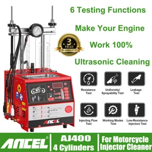 4-Cylinder Motorcycle Fuel Injector Cleaner Tester Ultrasonic Cleanning Tool New - Foto 1 di 7