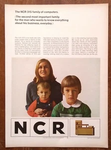 1966 NCR 315 Computer System Promo Young Mother 2 Sons Photo Vintage Print Ad - Picture 1 of 4