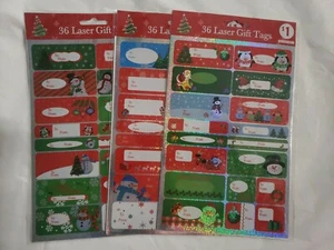 Lot of 3- Christmas Sticker Sheets 36Count ea. Laser Gift Tags To & From  - Picture 1 of 1