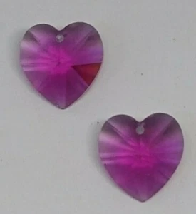 Swarovski Crystal Fuchsia Heart 6228 Pendant; 10mm (2pc) or 14mm - Picture 1 of 1