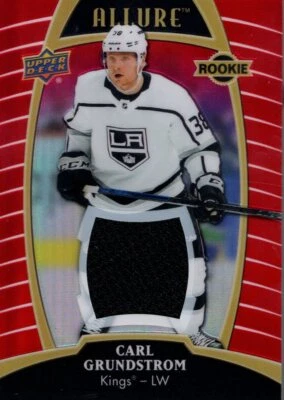 2019-20 Upper Deck Allure Jerseys Red Rainbow #73 Carl Grundstrom D Jersey - Image 1 of 2