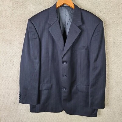 Chaqueta Andrew Fezza Hombres 44R Azul Rayas Blazer Lana Worsted Super 100s Traje Abrigo Foto 1 de 4
