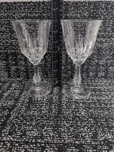 VINTAGE Capri Crystal Wine Glasses 6 oz. ITALY Clear Cut (1980s) 2-Piece Set  - Picture 1 of 8