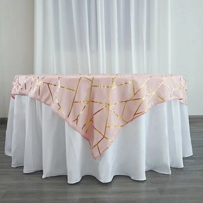 54x54-Inch Metallic Geometric Design POLYESTER TABLE OVERLAY Party Decorations - Image 1 of 2