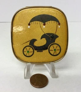 Outstanding Vintage Evans Powder Compact Guilloche Jewels Cabochons Buggy Coach  - Picture 1 of 7