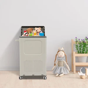 Laundry Clothes Storage Basket With Lid, Rolling Laundry Basket+ Wheels For Home - Picture 1 of 24