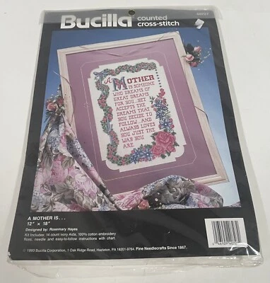 Vintage Bucilla A Mother Is Counted Cross Stitch Kit Picture NEW SEALED 1993 - Image 1 of 3