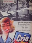 Publicité 1958 Le Plaisir De Porter Le Linge Lavé Avec Crio - Advertising