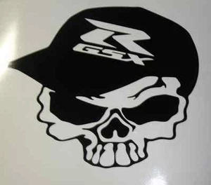 GSXR MOTORCYCLE SKULL CAP DECAL STICKER - Picture 1 of 8