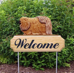 Pekingese Wood Welcome Outdoor Sign Sable - Picture 1 of 1