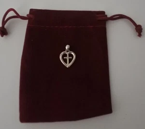 Sterling Silber 925 Kreuz im Herz Anhänger Charm zierlich 1,7 gr Vintage - Bild 1 von 2