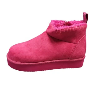Muk Luks Augie gemütliche Plateau-Booties Damengröße 9 fuchsiafarben Kunstfell seitlicher Reißverschluss - Bild 1 von 15
