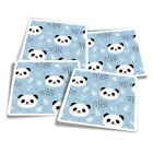 4x Square Stickers 10 cm - Cute Baby Blue Panda Bear  #12936