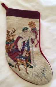 Vintage Imperial Elegance Needlepoint Santa Clause Christmas Stocking - Picture 1 of 3