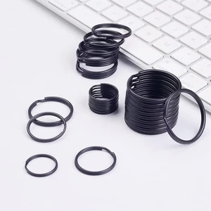 25-35MM Fuerte Acero Redondo Anillos Divididos Negro Llavero Metal Lazo Llavero Soporte - Imagen 1 de 4