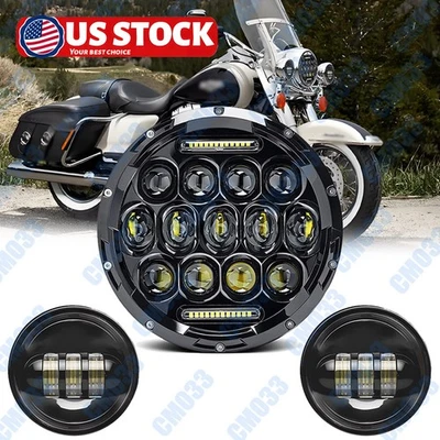 Faros LED 7" + 2x luces de paso para Harley Davidson Touring Road King Foto 1 de 4