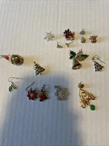 Lote de joyas pendientes individuales de Navidad árbol de Papá Noel vintage adornos artesanales dijes - Imagen 1 de 10