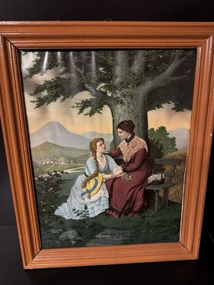 c.1920 Paar Bilder VATER MUTTER EHREN 2 orig. gerahmte Volkskunst Drucke - Bild 1 von 2