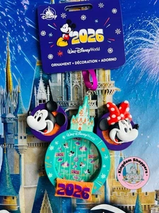 2026 Walt Disney World Mickey Minnie Mouse Photo Frame Christmas Dated Ornament - Picture 1 of 2