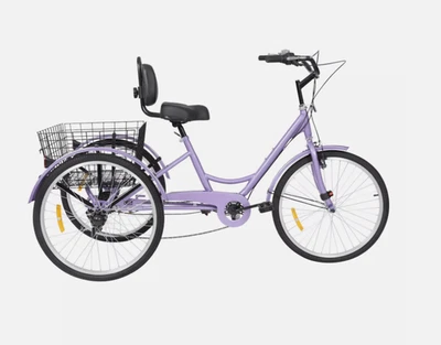 24-Zoll 7-Gang Dreirad für Erwachsene mit Ramen aus Aluminiumlegierung - Bild 1 von 4