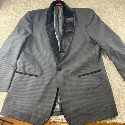 Blazer Abrigo Deportivo Vitaliano Para Hombres 44R 38W Negro Rayas Super 150s Mantón Solapa Foto 1 de 4