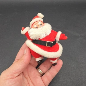 Vintage Weihnachten 50er Jahre rot beflockt Weihnachtsmann Ornament Figur Blasform - Bild 1 von 8