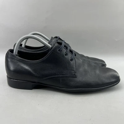 Prada Saffiano Derby Shoes Men Size 8 US, 7 UK Black Leather Square Toe Oxford - Image 1 of 4