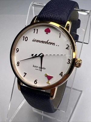 Reloj Kate Spade Metro 5 en punto Somewhere Martini oro rosa azul marino KSW1040 Foto 1 de 4