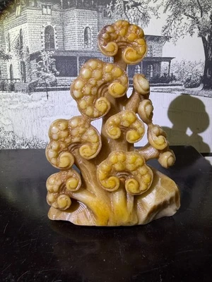 Maravillosa escultura de sello de piedra Shoushan chino alto vintage Foto 1 de 4