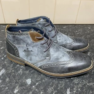 Rieker Brogue Navy Blue Leather Ankle Boots Lace Up  Men’s UK 9.5 Euro 44 VGC - Picture 1 of 18