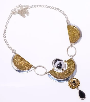 Collar Hecho a Mano Dos Tonos Plata Esterlina 925 Turquesa Búfalo Blanco 17.99" A9 Foto 1 de 4