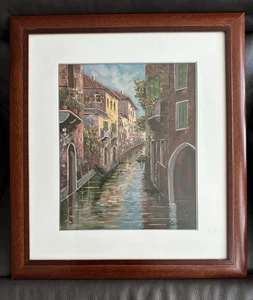 💥TRAUMHAFTES VENEDIG!  ORIG ÖLGEMÄLDE! ABSTRAKTER IMPRESSIONIST VINTAGE SIGNIERT💥 - Bild 1 von 19