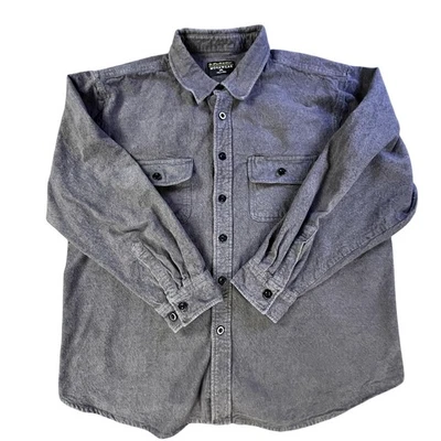 Camisa masculina Dunlop Workwear cinza flanela 2XL botão manga longa bolsos overshirt - Imagem 1 de 4