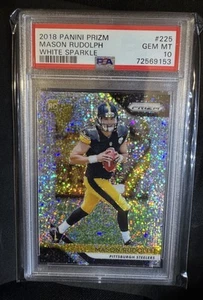 2018 Panini Prizm White Sparkle SSP Mason Rudolph RC Rookie Steelers PSA 10 - Picture 1 of 2
