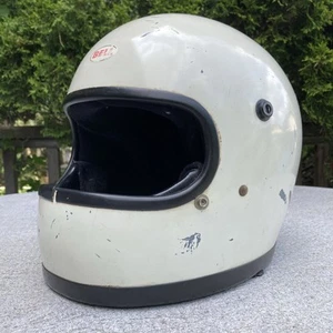 1976 Vintage BELL STAR Motorcycle Full Face Helmet White 7 3/8 - Picture 1 of 13