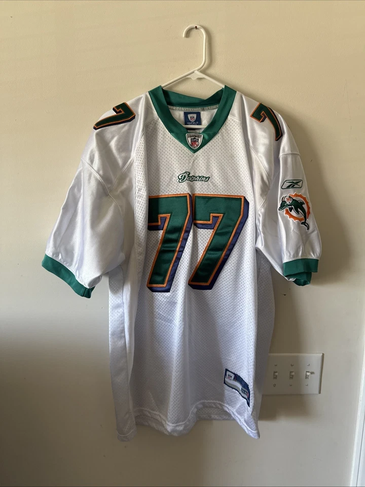 Camiseta deportiva para hombre Reebok On Field NFL Miami Dolphins Jake larga #77 talla 56 cosida Foto 1 de 4