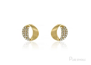 14k Gold Lab-Created Diamond Circle Stud Earring Jewelry - Picture 1 of 6