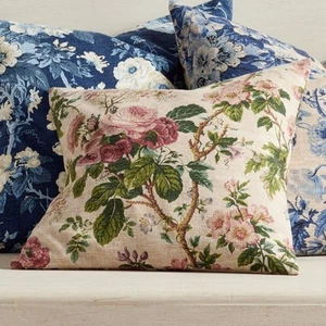 Pottery Barn Garden Floral Pillow Covers Cream Background Flowers Set of 2 NEW - Picture 1 of 5